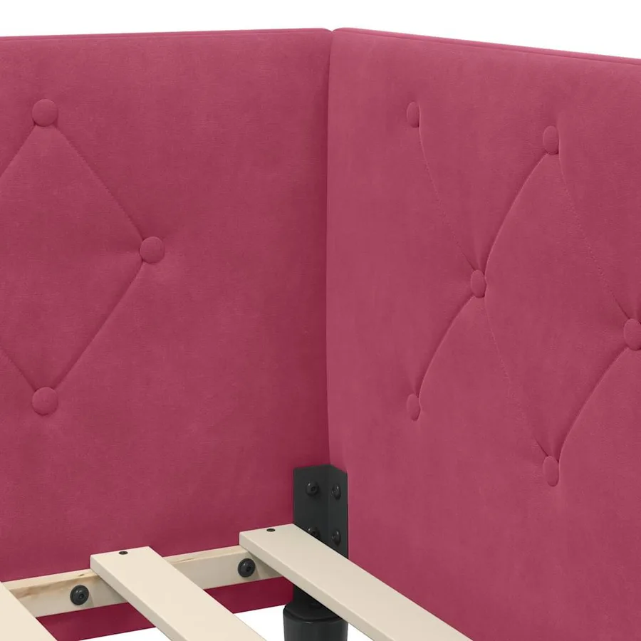 Cadre de lit d'angle Bordeaux 100 x 200 cm Velours - 8