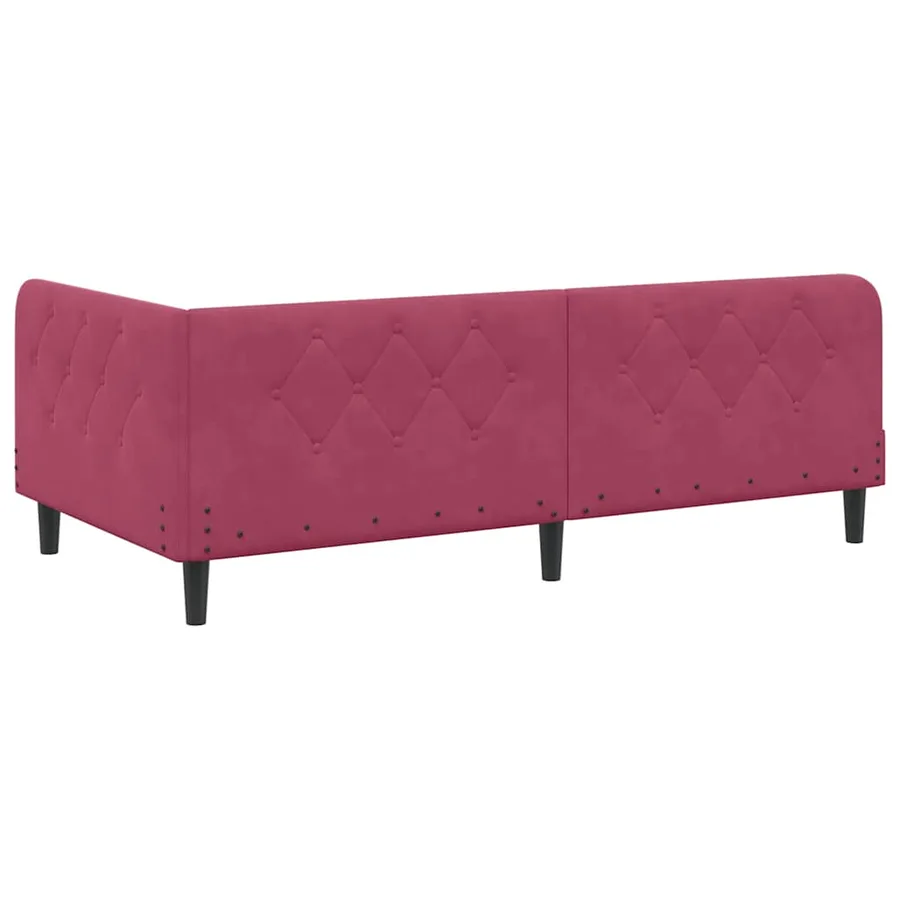 Cadre de lit d'angle Bordeaux 100 x 200 cm Velours - 9