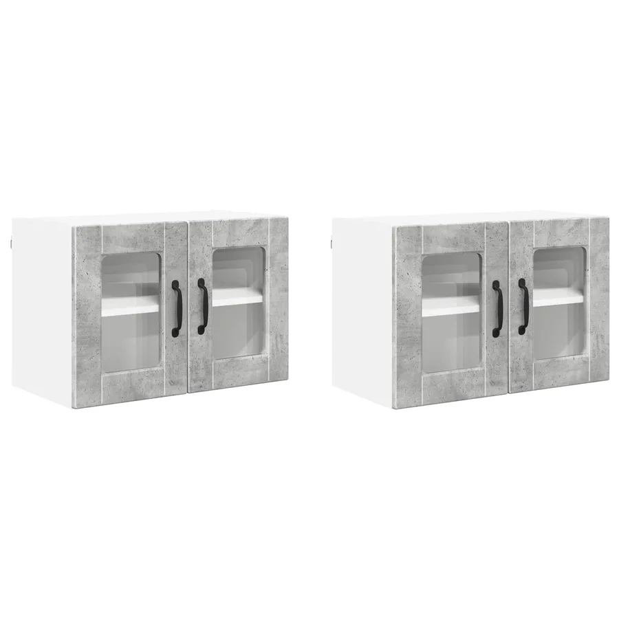 Cabinet en verre mural PORTO 2 pcs Gris béton 60 x 31 x 40 cm - 2