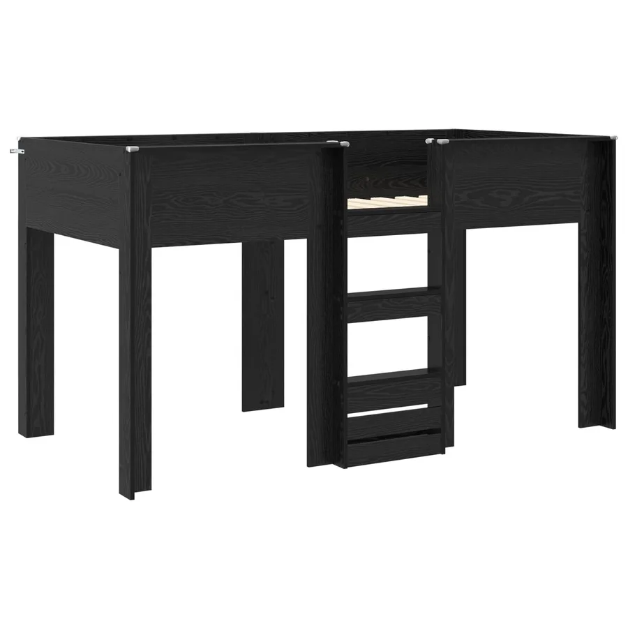 Lit Superposé pour Enfants avec stockage Chêne noir 80 x 200 cm - 4