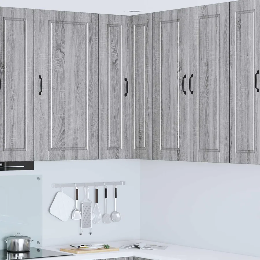 Cabinet d'angle mural PORTO Gris Sonoma 57 x 57 x 100 cm