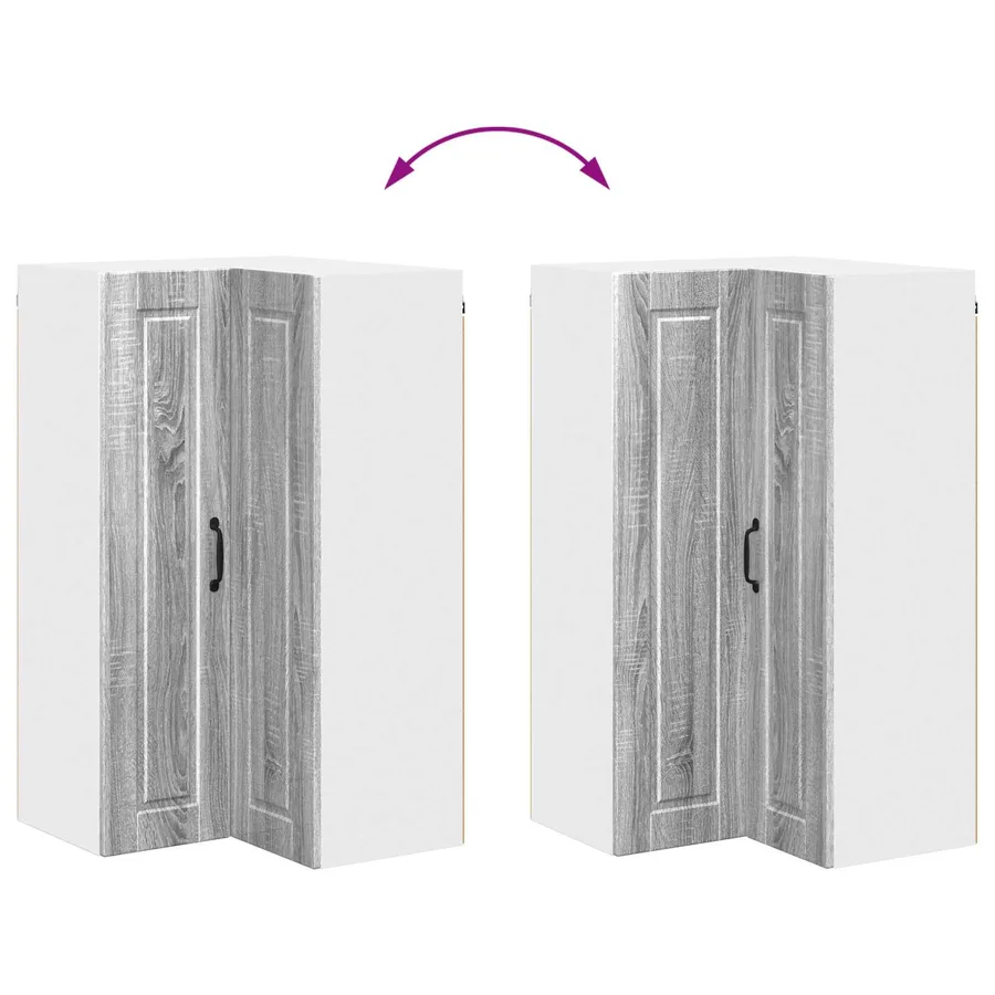 Cabinet d'angle mural PORTO Gris Sonoma 57 x 57 x 100 cm - 11