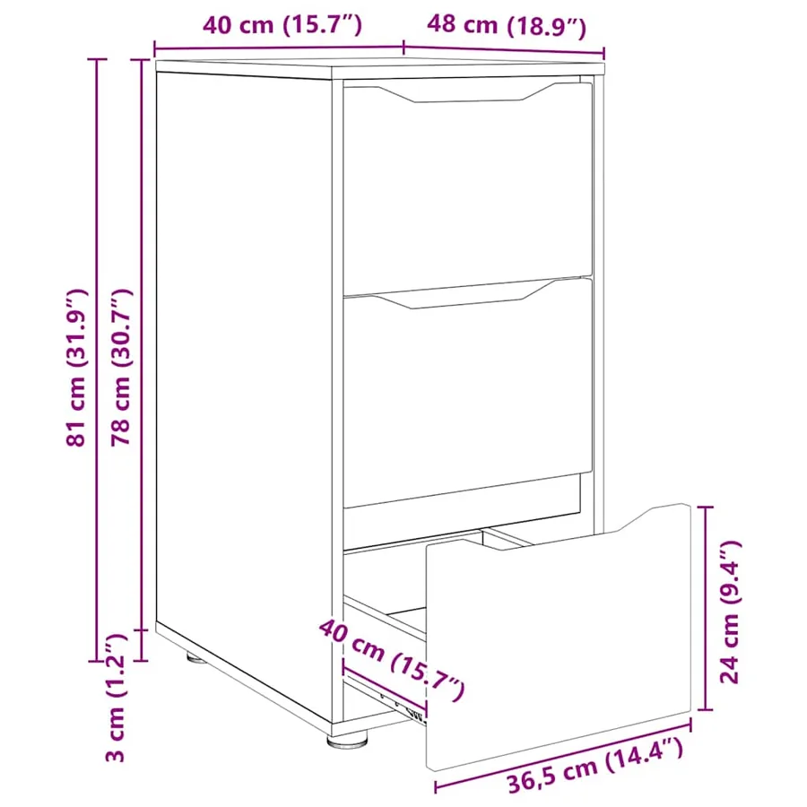 Armoire de rangement Chêne brun 40 x 48 x 81 cm - 16
