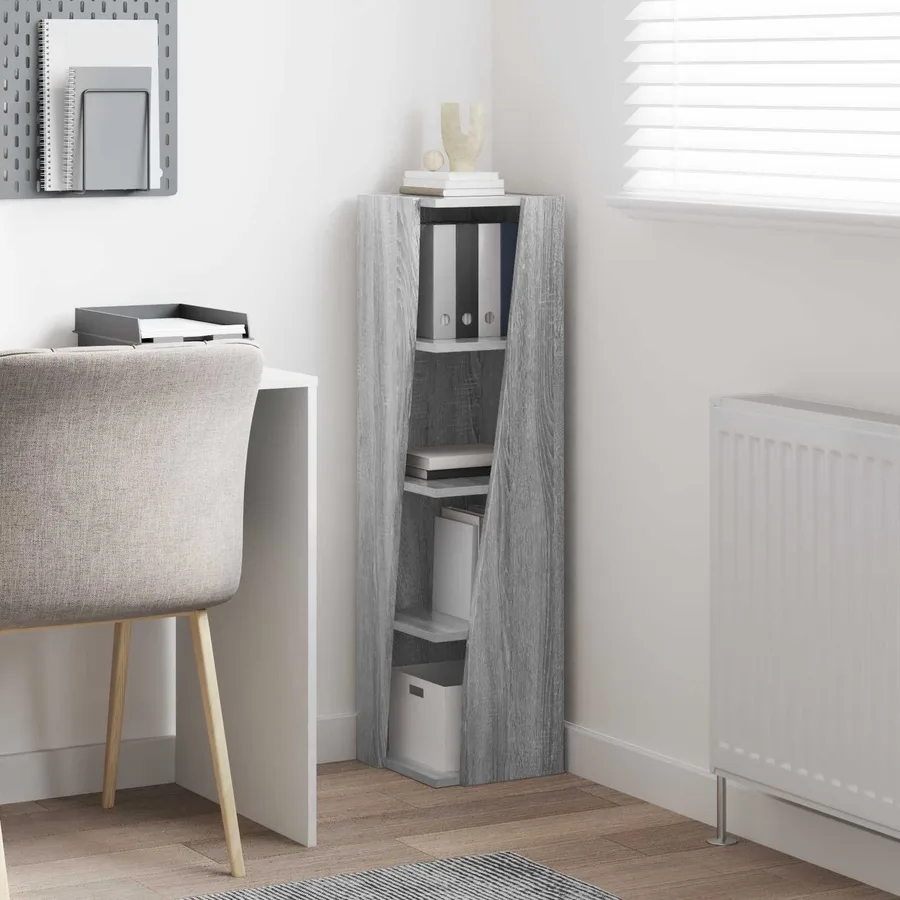 Meuble d'angle Gris Sonoma 27,5x27x102cm Bois d'ingénierie - 4