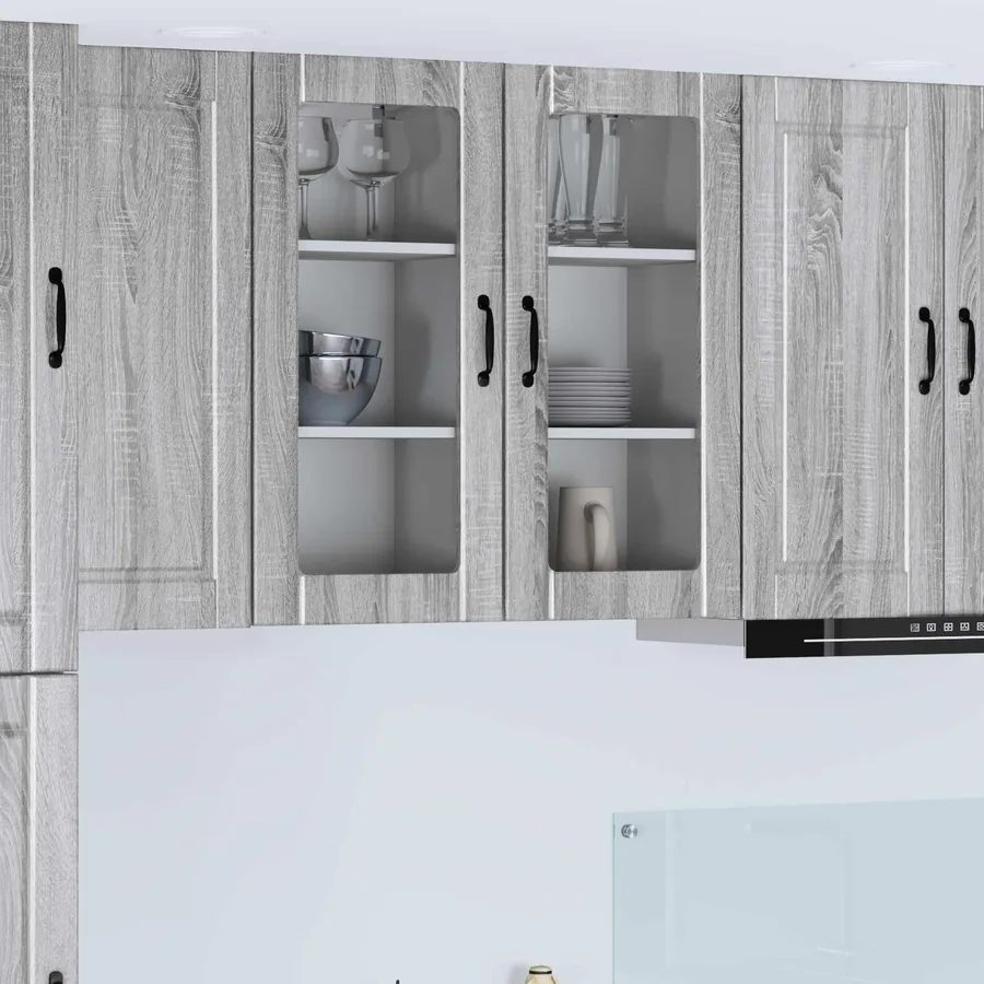 Cabinet en verre mural PORTO 2 pcs Gris Sonoma 40 x 31 x 80 cm