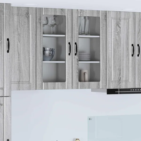 Cabinet en verre mural PORTO 2 pcs Gris Sonoma 40 x 31 x 80 cm