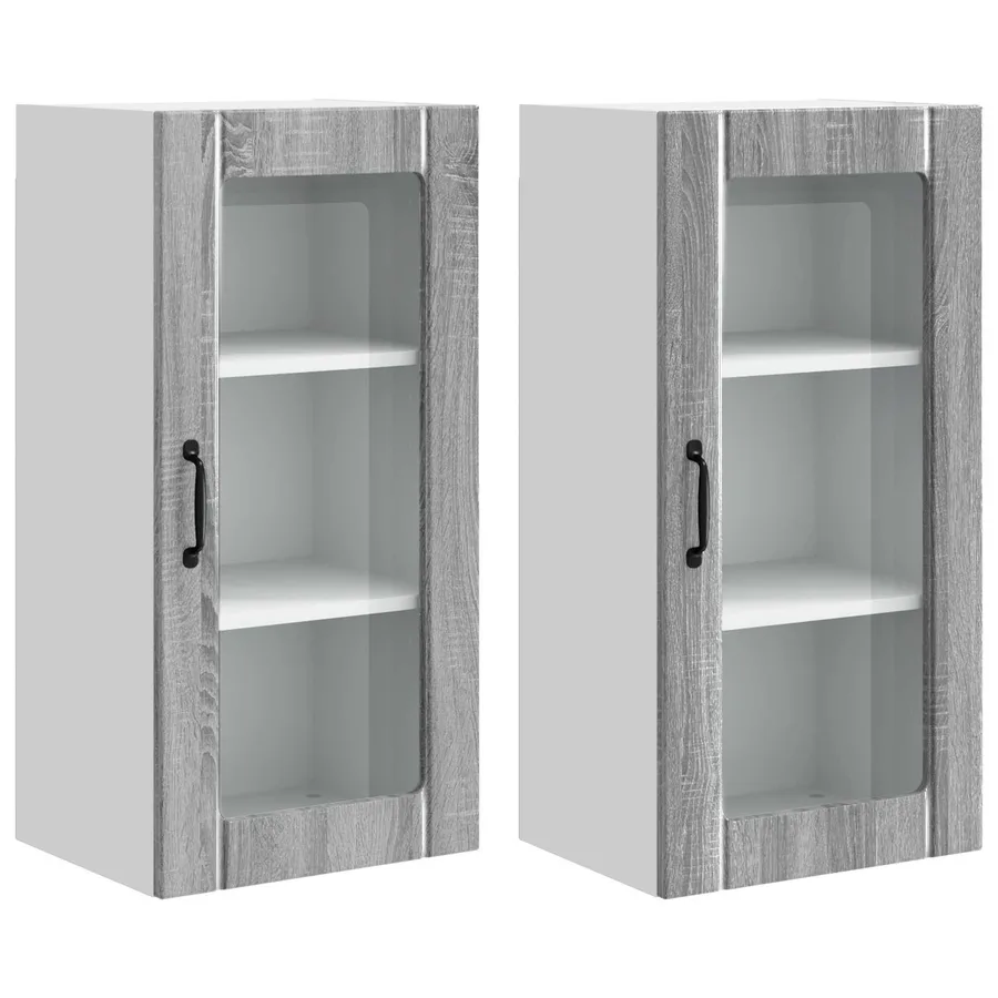 Cabinet en verre mural PORTO 2 pcs Gris Sonoma 40 x 31 x 80 cm - 2