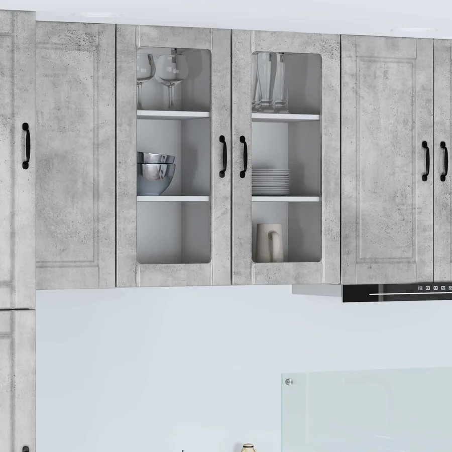 Cabinet en verre mural PORTO Gris béton 40 x 31 x 80 cm