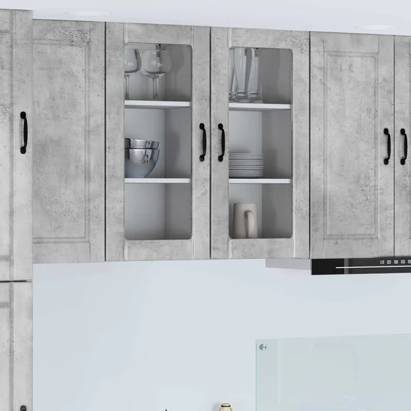 Cabinet en verre mural PORTO Gris béton 40 x 31 x 80 cm
