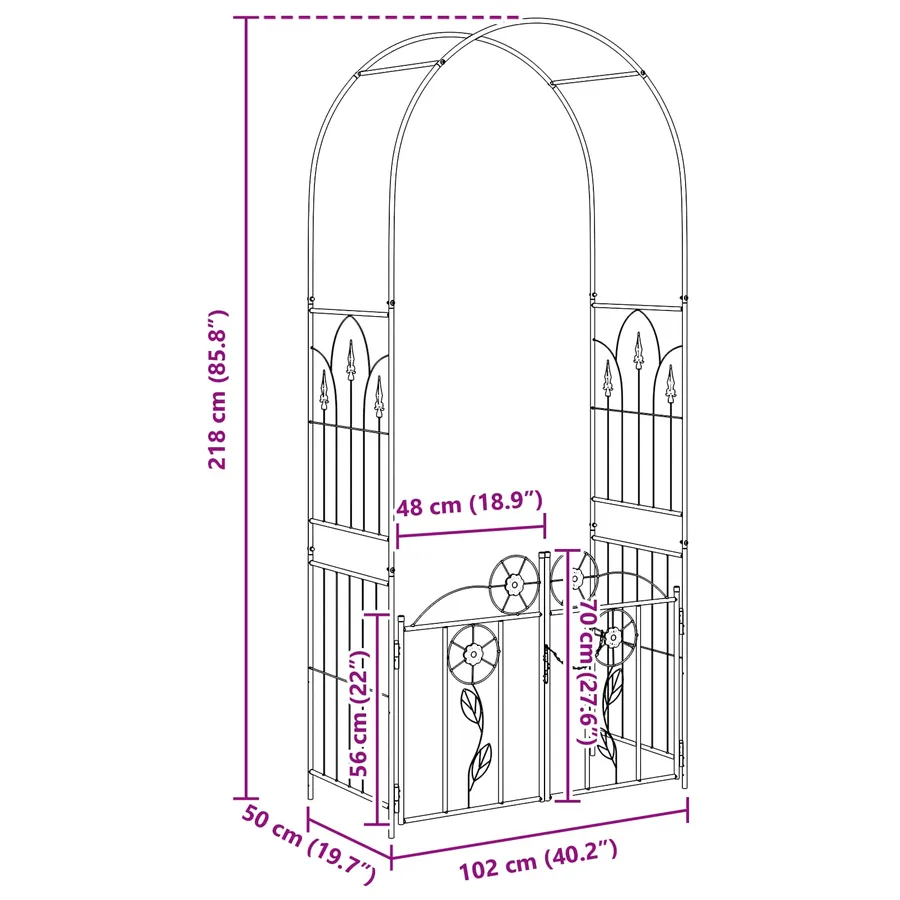 Arche de jardin avec verrouillage Vert 102 x 50 x 218 cm - 10