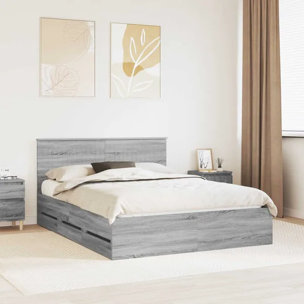 Cadre de lit Gris Sonoma 150 x 200 cm Bois Ingénierie