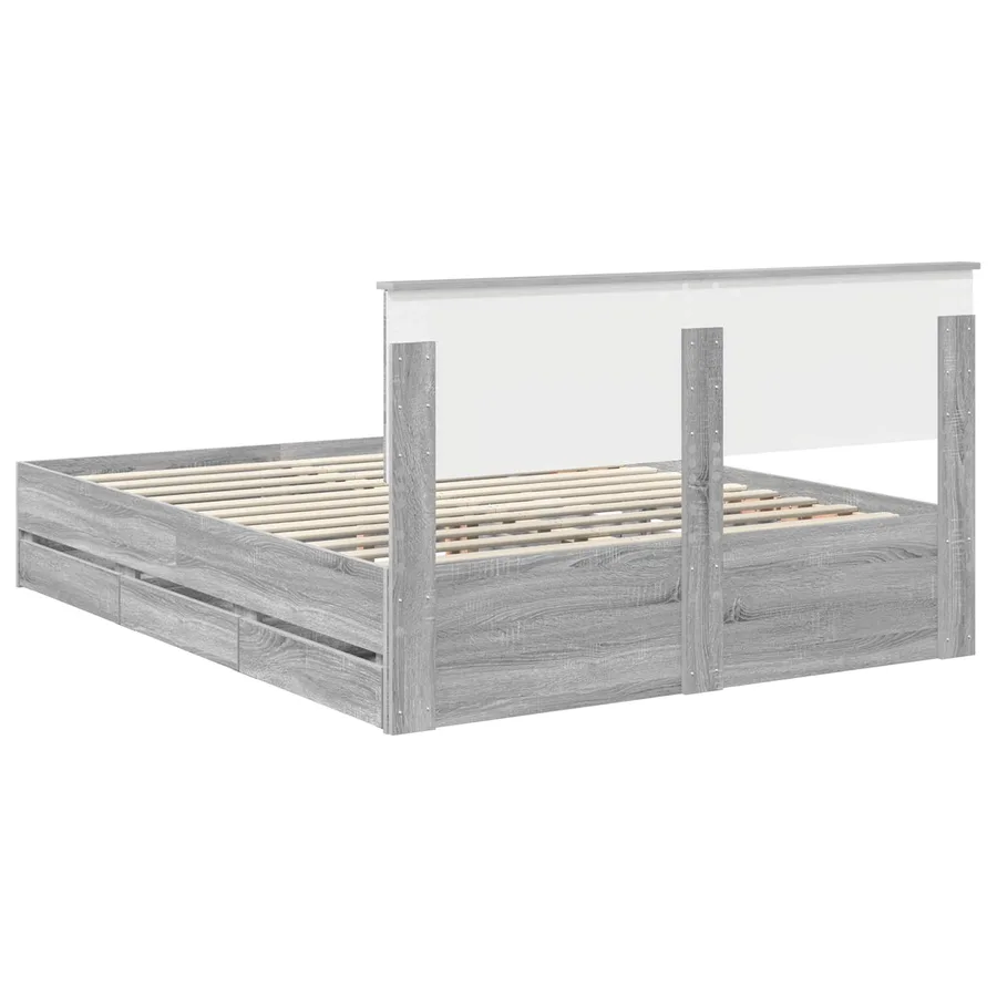 Cadre de lit Gris Sonoma 150 x 200 cm Bois Ingénierie - 10