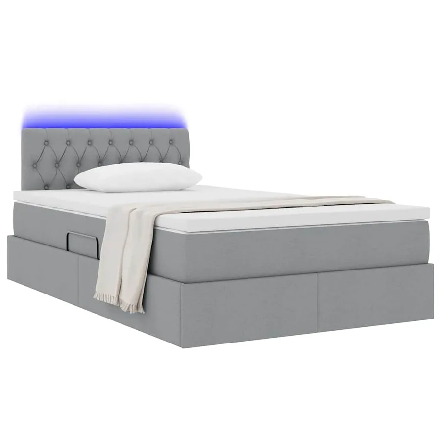 Lit de rangement LED avec matelas Gris clair 120 x 190 cm Tissu - 3
