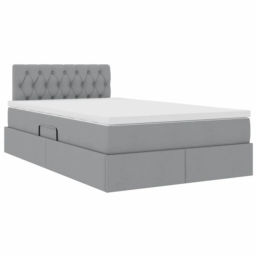 Lit de rangement LED avec matelas Gris clair 120 x 190 cm Tissu - 6
