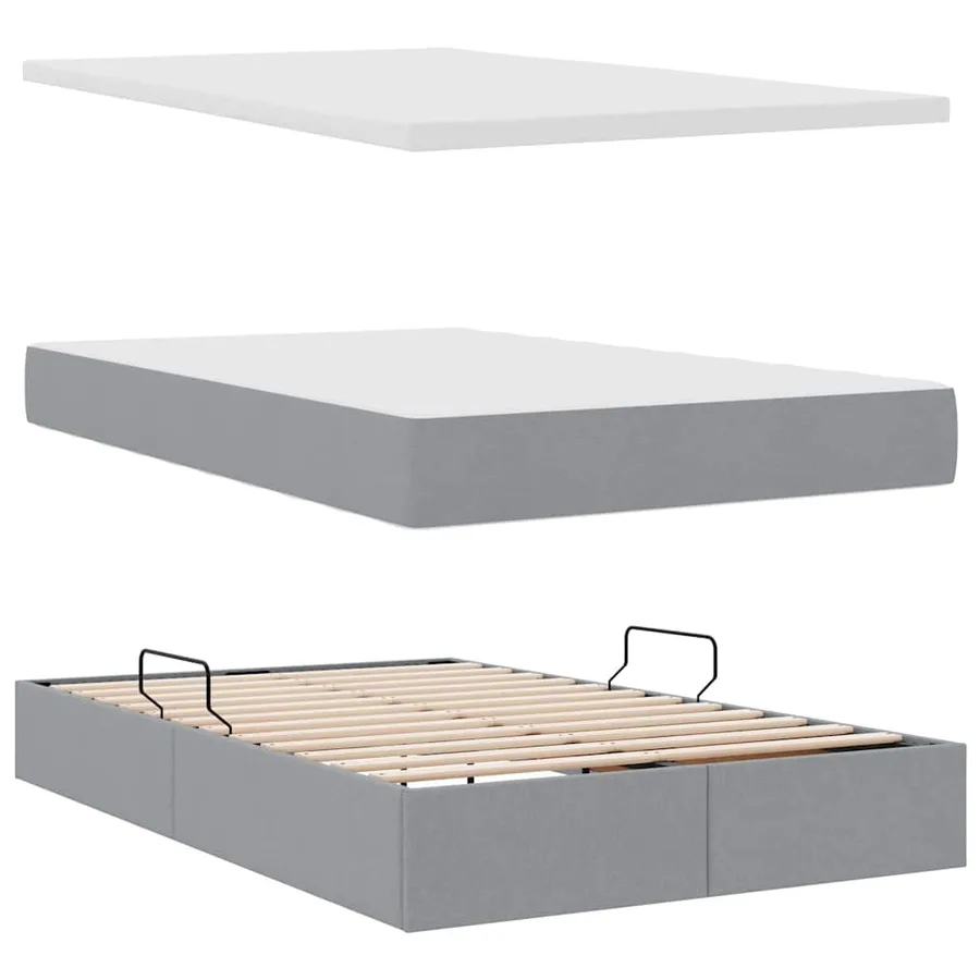 Lit de rangement LED avec matelas Gris clair 120 x 190 cm Tissu - 9