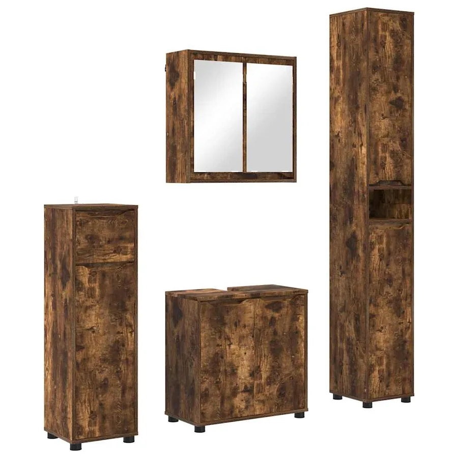 Ensemble de mobilier de salle de bain 4 pcs Chêne fumé - 2