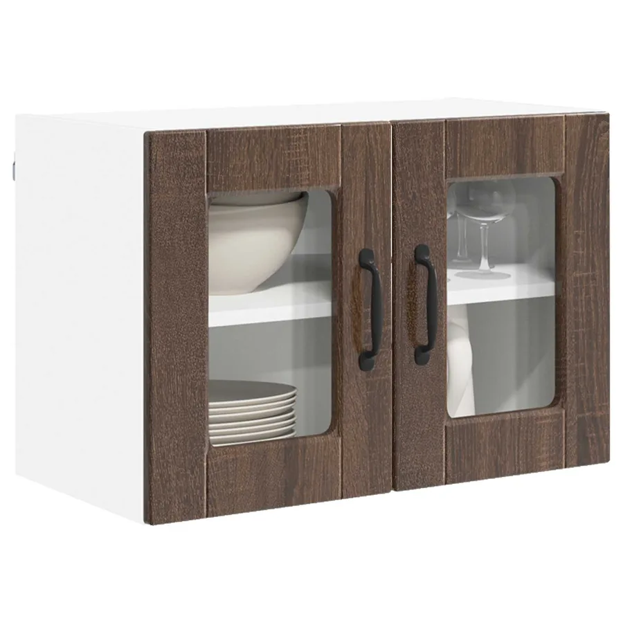Cabinet en verre mural PORTO Chêne brun 60 x 31 x 40 cm - 3
