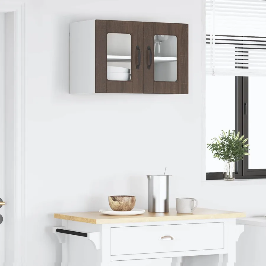 Cabinet en verre mural PORTO Chêne brun 60 x 31 x 40 cm - 4