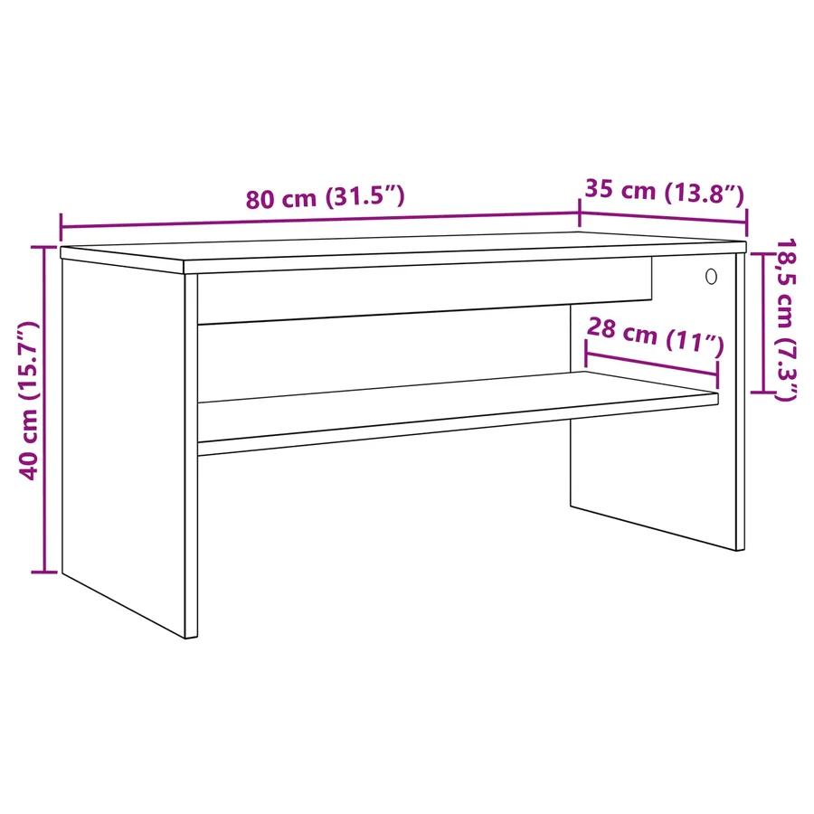 Meuble TV Chêne Sonoma 80 x 35 x 40 cm Bois d'ingénierie - 10