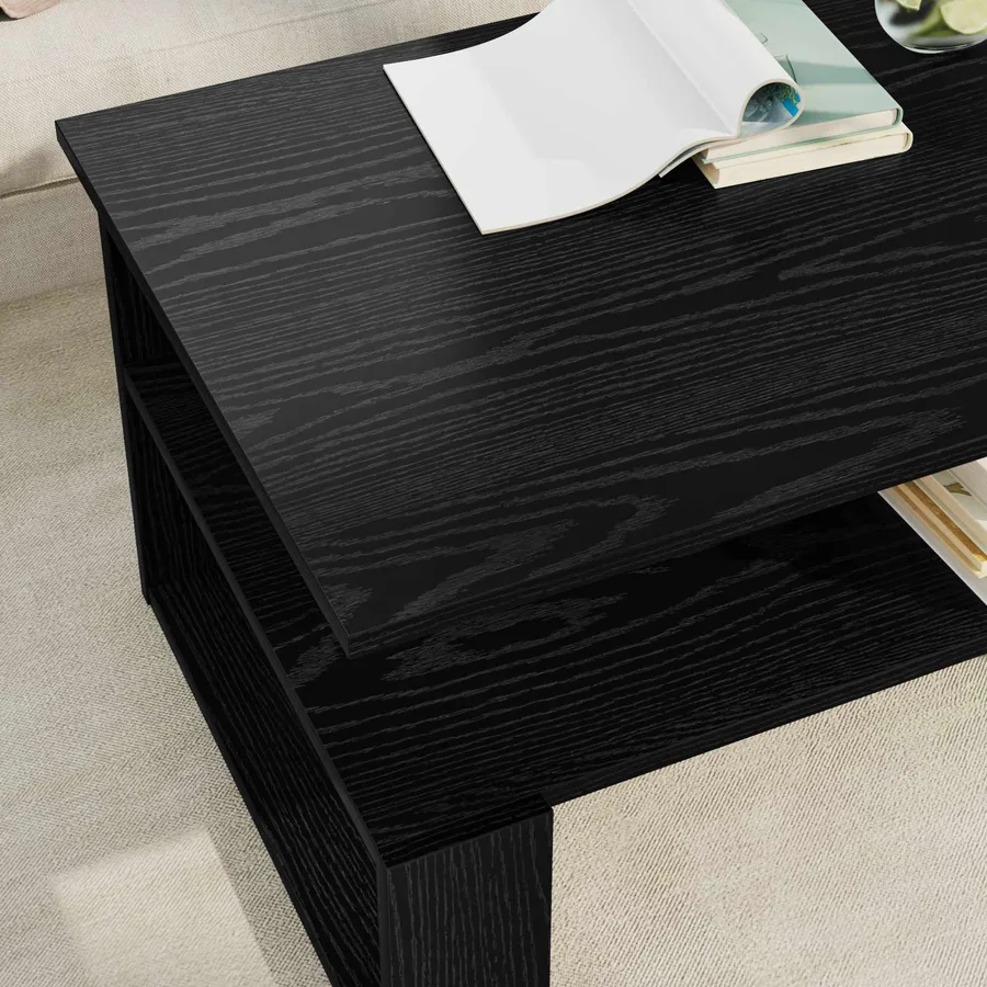 Table basse Chêne noir 90 x 50 x 40 cm Bois d'ingénierie - 4