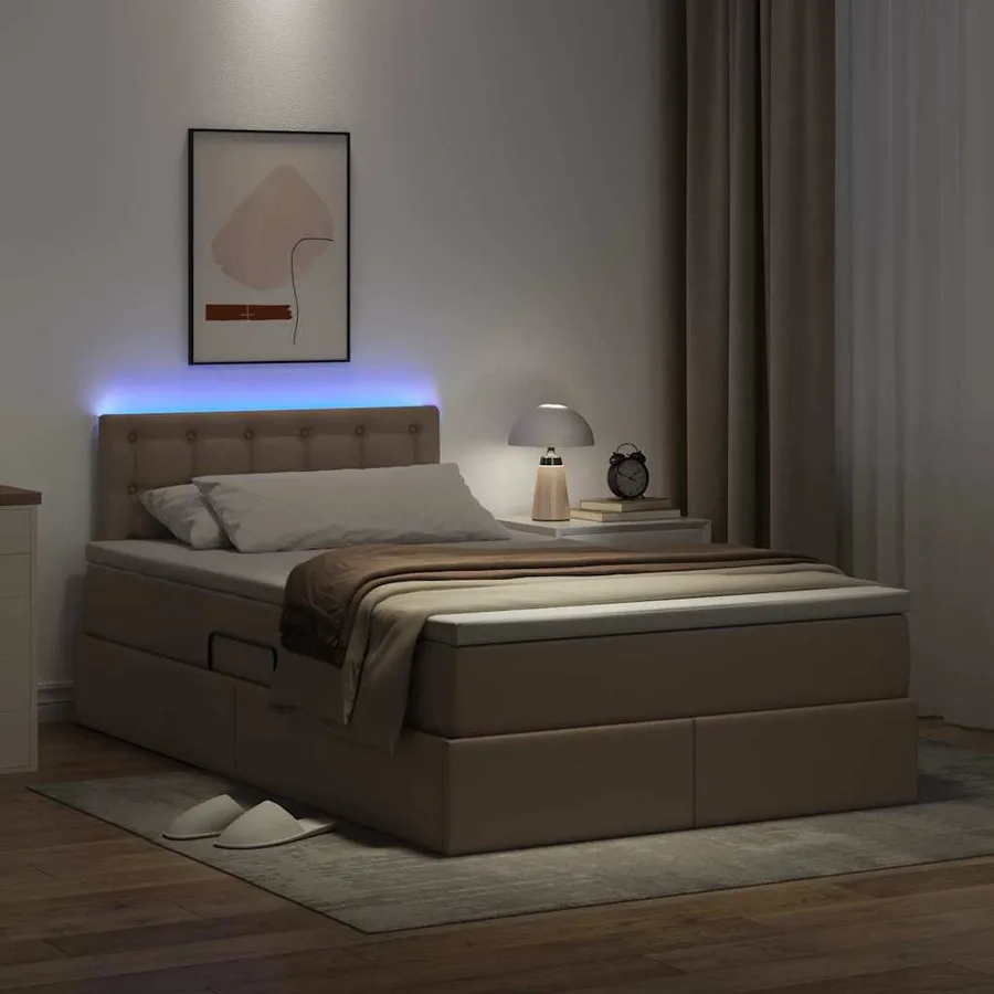 Lit avec rangement et LED avec stockage Cappuccino 120 x 200 cm - 4