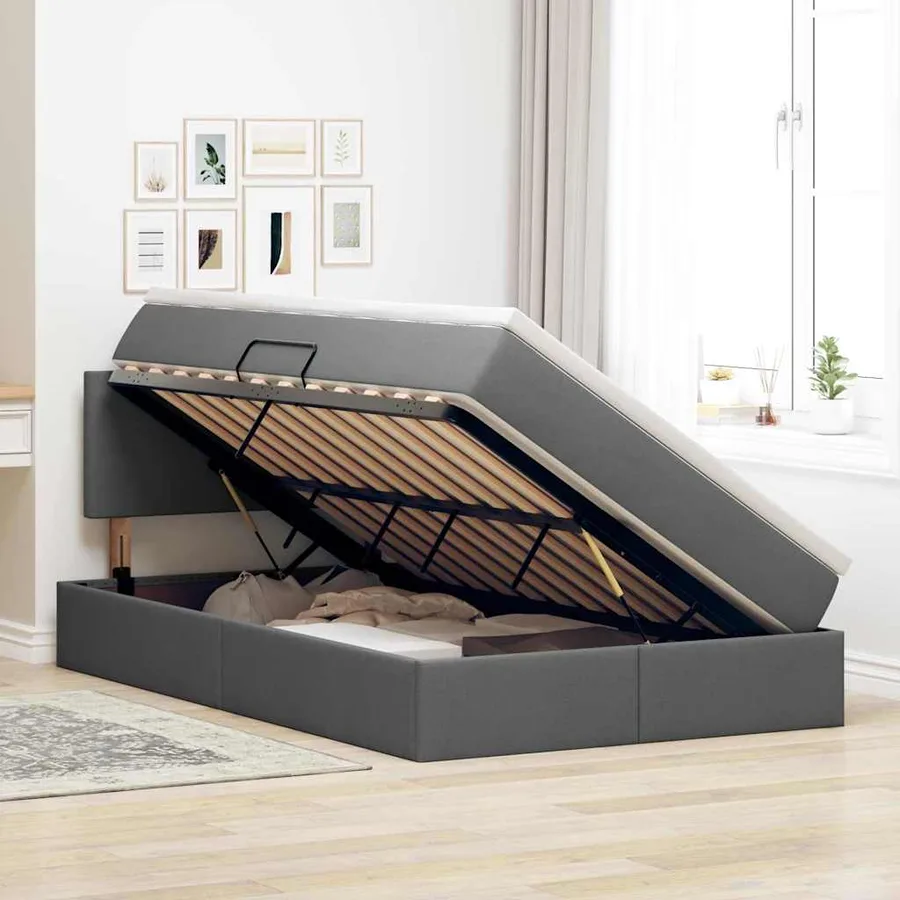 Lit avec rangement et matelas Gris foncé 120 x 200 cm - 4