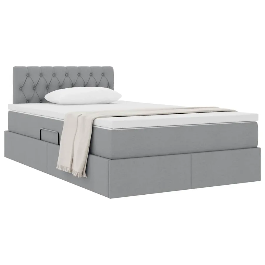 Lit avec rangement et matelas Gris clair 120 x 190 cm - 3