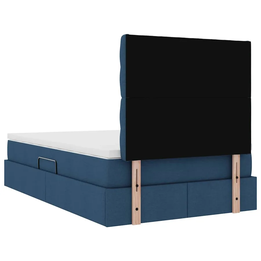 Lit avec rangement et matelas Bleu 120 x 200 cm tissu - 11