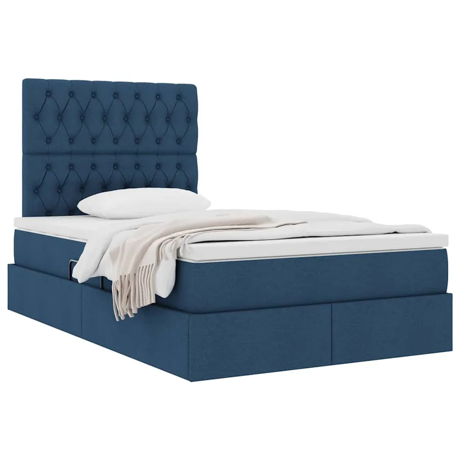 Lit avec rangement et matelas Bleu 120 x 200 cm tissu - 3