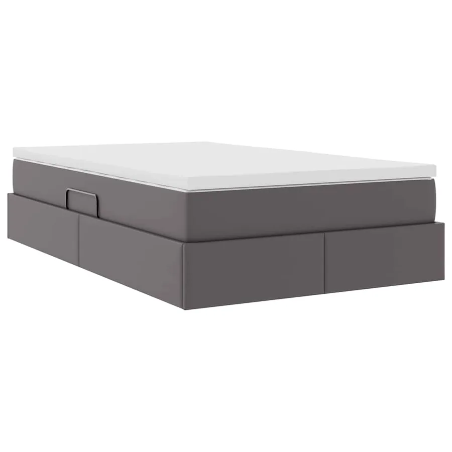 Lit avec rangement et matelas Gris 120 x 200 cm Simili cuir - 10
