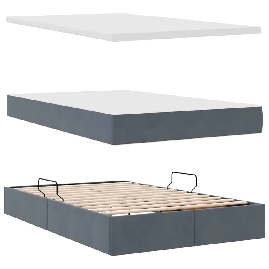 Lit de rangement LED avec matelas Gris foncé 120 x 190 cm - 9