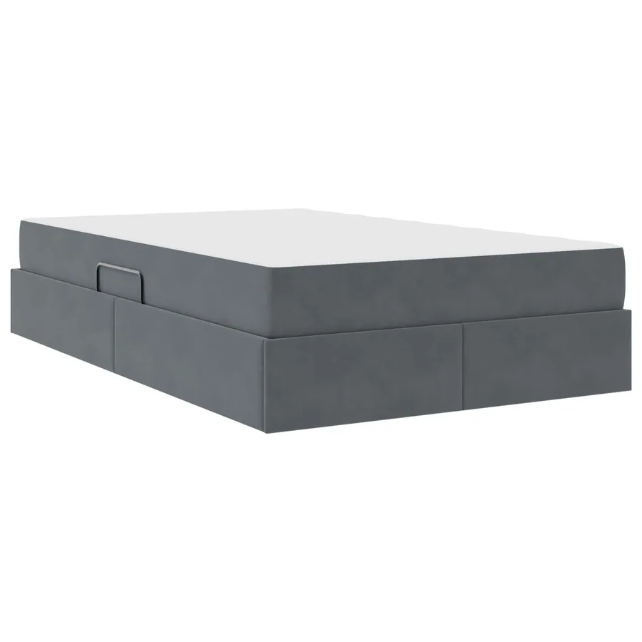 Lit avec rangement et matelas Gris foncé 120 x 190 cm Velours - 5