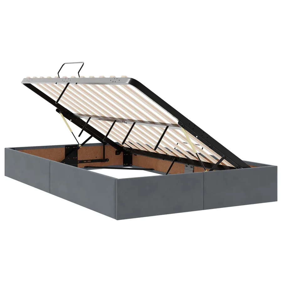 Lit avec rangement et matelas Gris foncé 120 x 190 cm Velours - 6