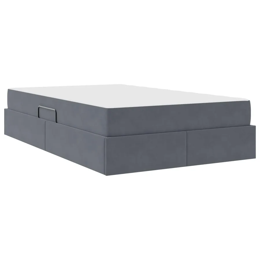 Lit avec rangement et matelas Gris foncé 120 x 190 cm Velours - 8