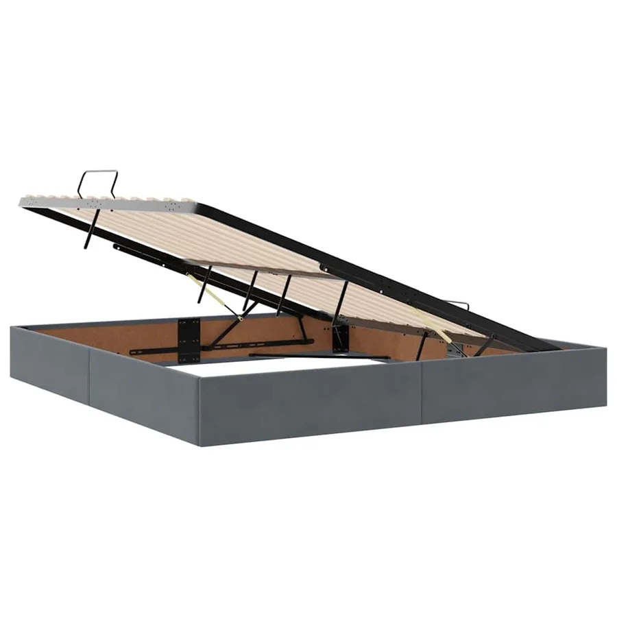 Lit de Rangement avec matelas Gris foncé 160 x 200 cm Velours - 6