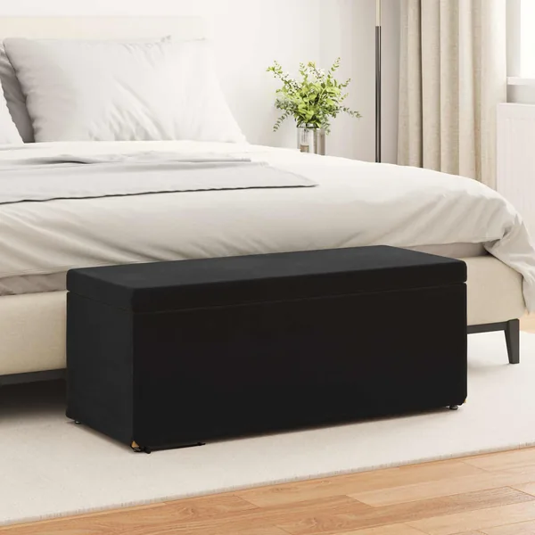 Tabouret Noir 101 x 41 x 40 cm Velours et Bois Composite