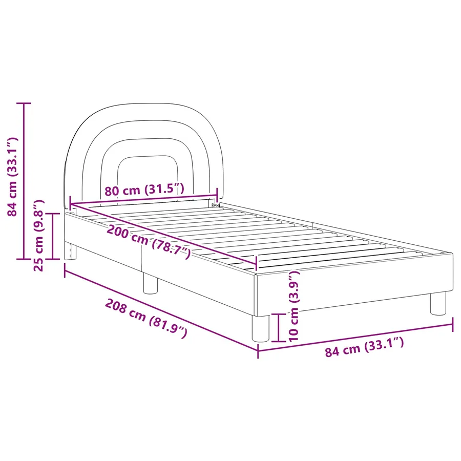Cadre de lit pour enfants avec tête de lit Crème 80 x 200 cm - 8