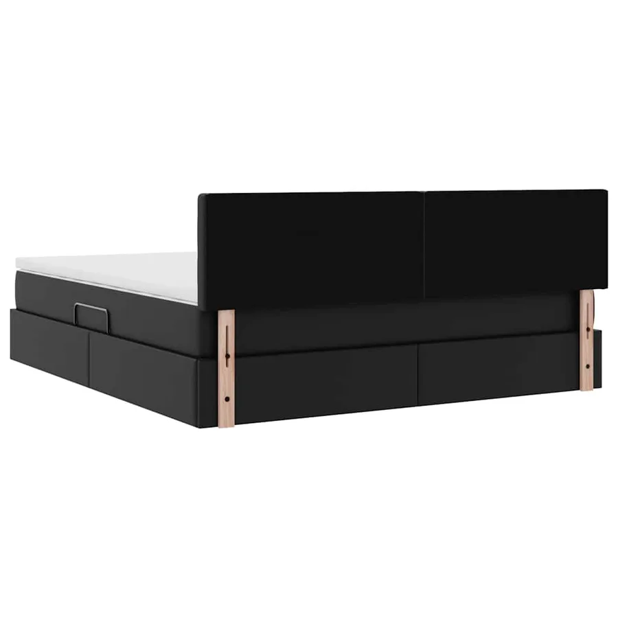 Lit avec rangement et LED Noir 160 x 200 cm Cuir synthétique - 12