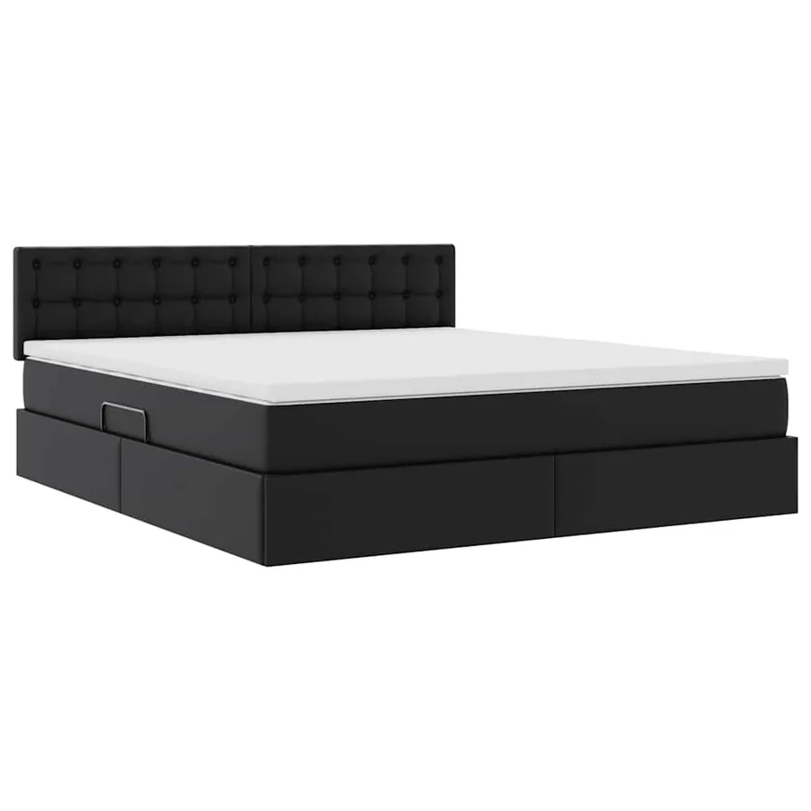 Lit avec rangement et LED Noir 160 x 200 cm Cuir synthétique - 6