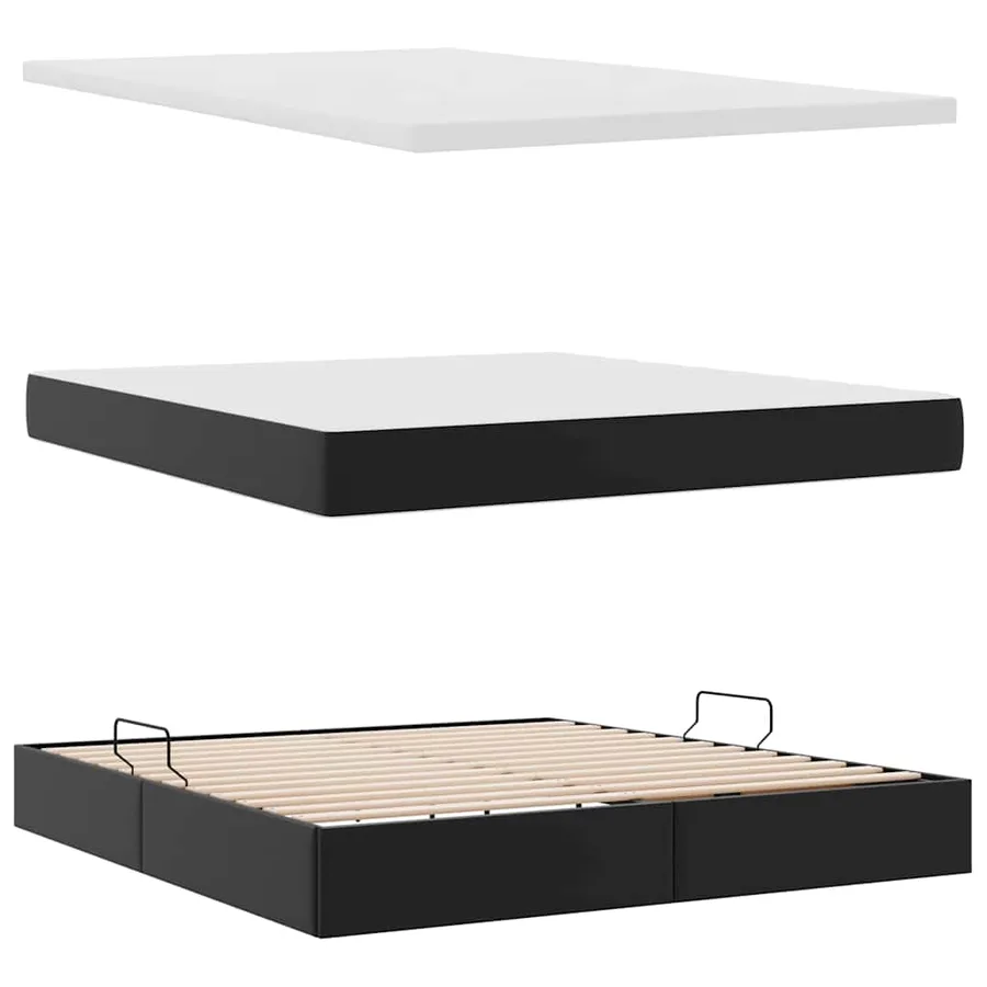 Lit avec rangement et LED Noir 160 x 200 cm Cuir synthétique - 9