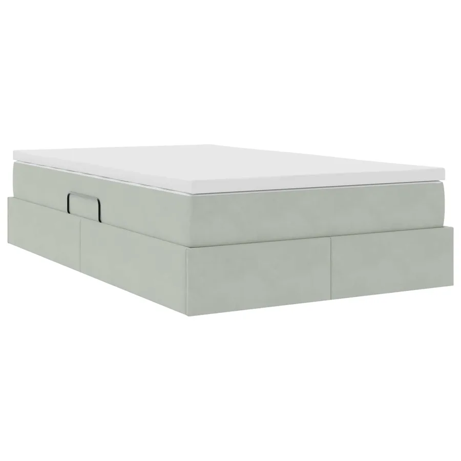 Lit avec rangement et matelas Gris clair 120 x 190 cm Velours - 8