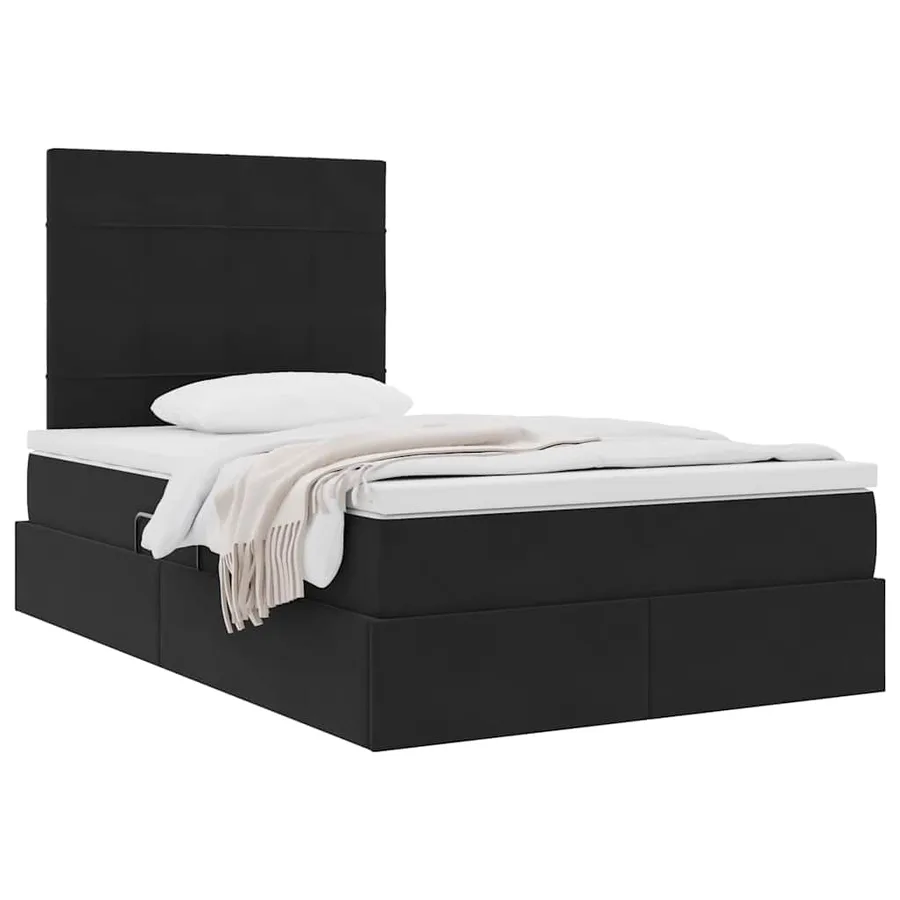 Lit avec rangement et matelas Noir 120 x 190 cm Velours - 3
