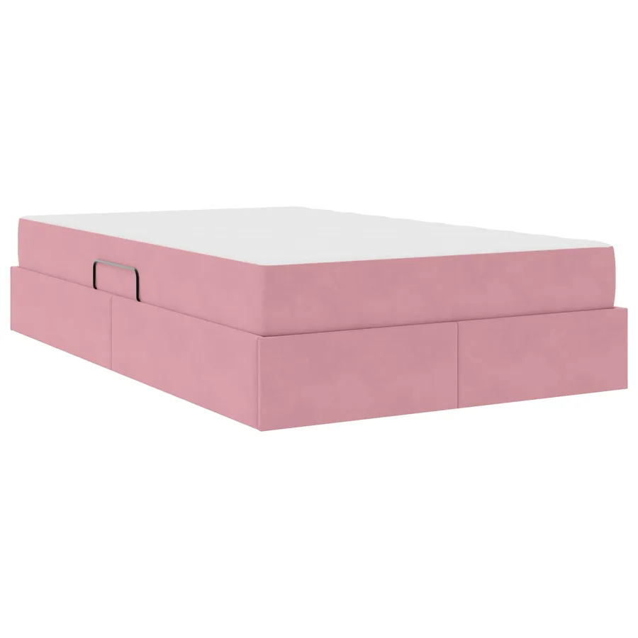 Lit avec rangement et matelas Rose 120 x 190 cm Velours - 8