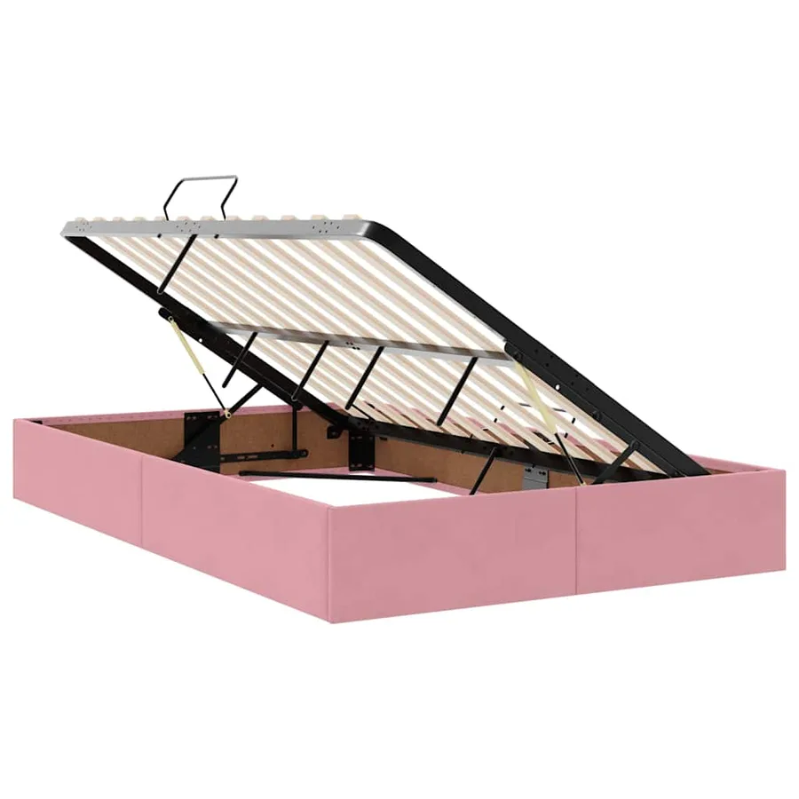 Lit avec rangement et matelas Rose 120 x 190 cm Velours - 6
