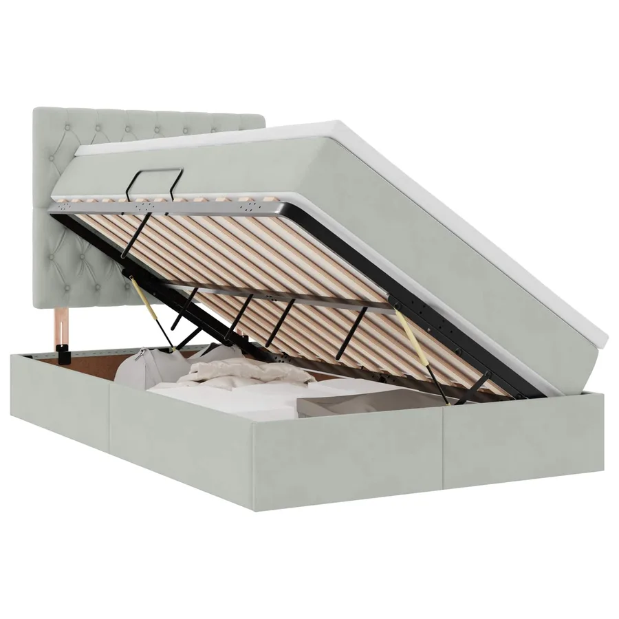 Lit de rangement LED avec matelas Gris clair 120 x 190 cm - 2
