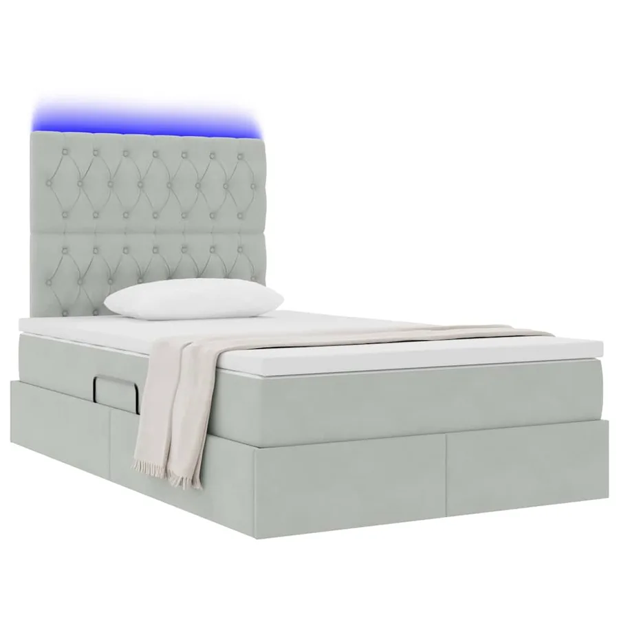 Lit de rangement LED avec matelas Gris clair 120 x 190 cm - 3