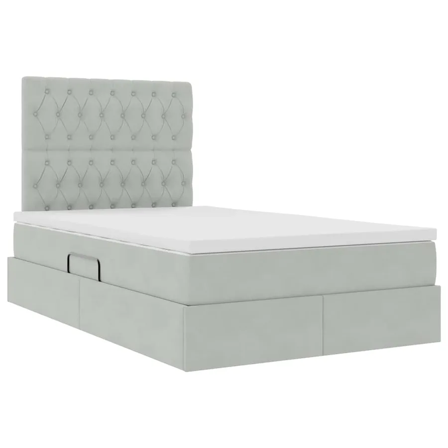 Lit de rangement LED avec matelas Gris clair 120 x 190 cm - 6