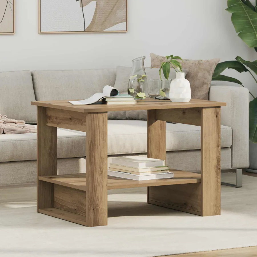 Table basse Chêne artisanal 72 x 50 x 50 cm Bois d'ingénierie