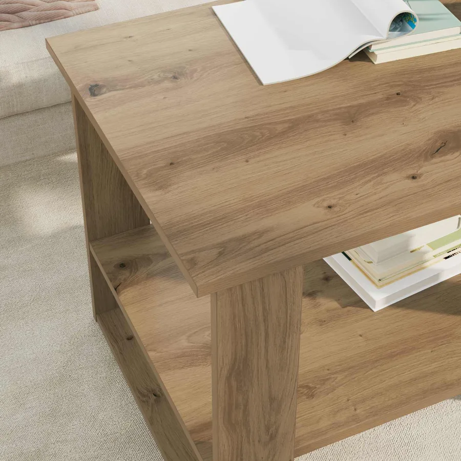 Table basse Chêne artisanal 72 x 50 x 50 cm Bois d'ingénierie - 4