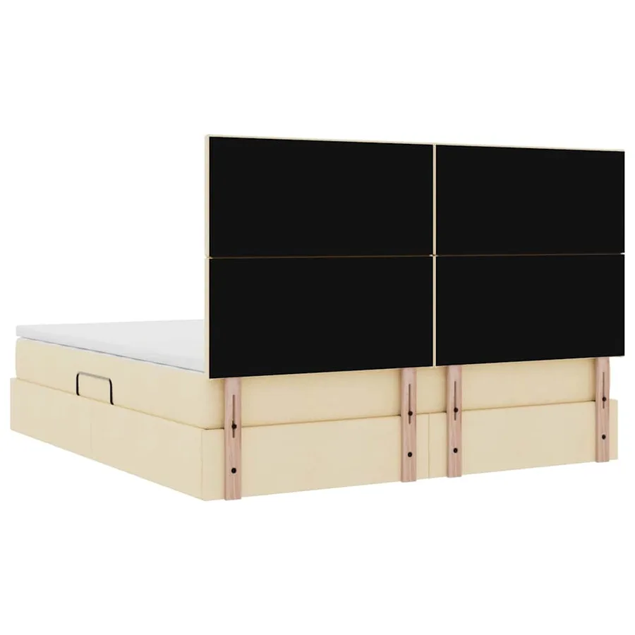 Lit avec rangement et matelas Crème 160 x 200 cm tissu - 11